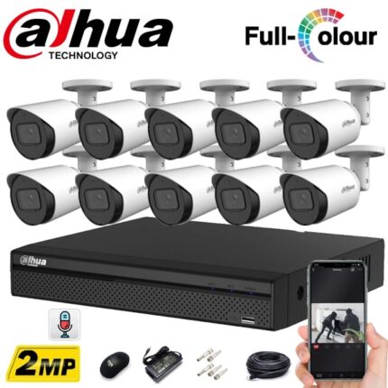پکیج کامل دوربین مداربسته داهوا 10 عددی 2 مگاپیکسل | a 1200TP