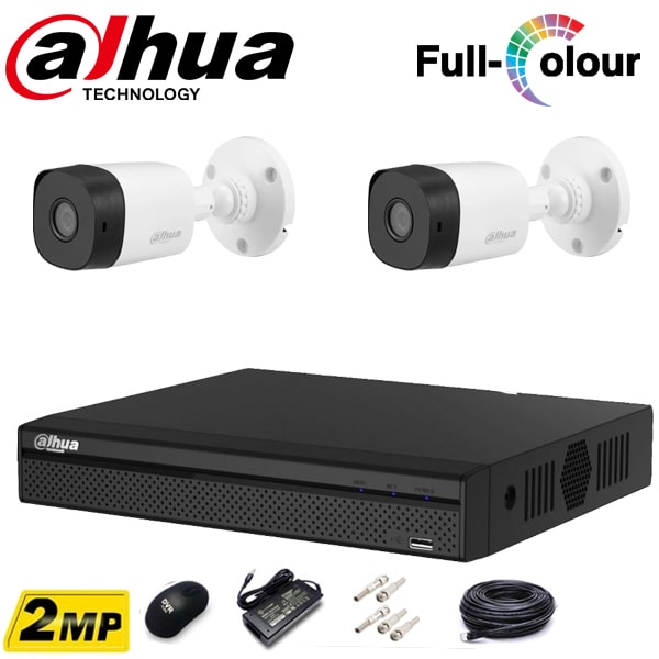 پکیج کامل دوربین مداربسته داهوا 2 عددی 2 مگاپیکسل |cooper b1a21p